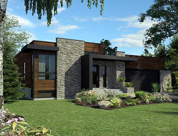 Contemporary House Plan 50345 with 2 Beds, 1 Baths, 2 Car Garage Elevation