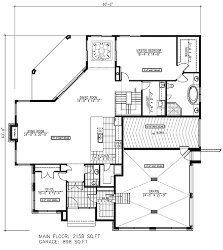 Contemporary House Plan 50347 with 3 Beds, 3 Baths, 4 Car Garage First Level Plan