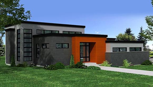 Contemporary House Plan 50347 with 3 Beds, 3 Baths, 4 Car Garage Elevation