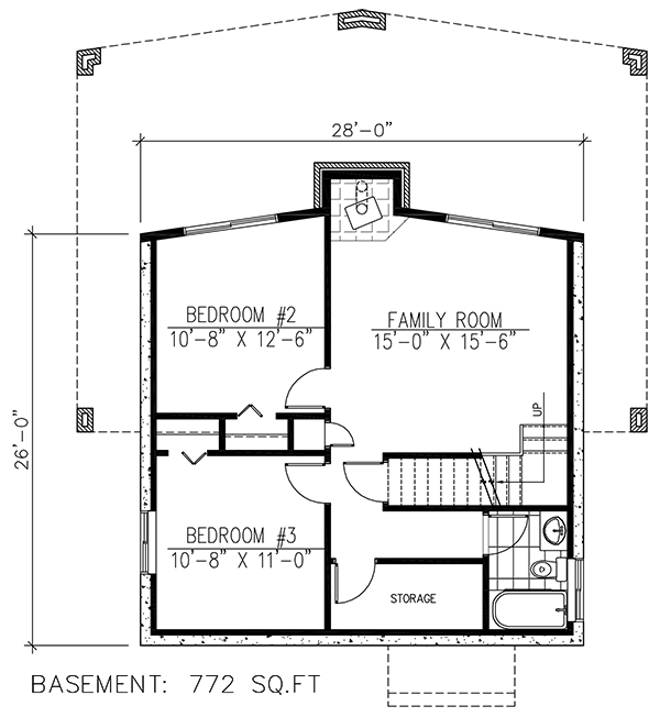 House Plan 50349 with 3 Beds, 3 Baths Lower Level