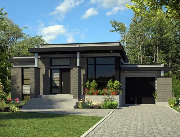 Contemporary House Plan 50354 with 3 Beds, 2 Baths, 1 Car Garage Elevation
