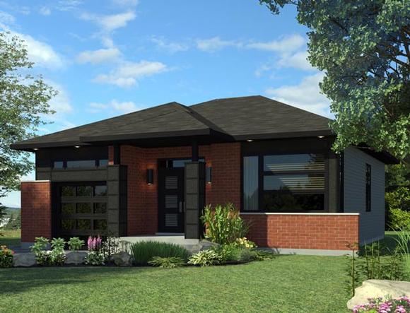 Contemporary House Plan 50357 with 2 Beds, 1 Baths, 1 Car Garage Elevation