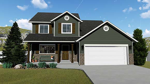 House Plan 50401 with 6 Beds, 4 Baths, 2 Car Garage Elevation