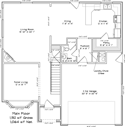 House Plan 50402 with 5 Beds, 4 Baths, 2 Car Garage First Level Plan