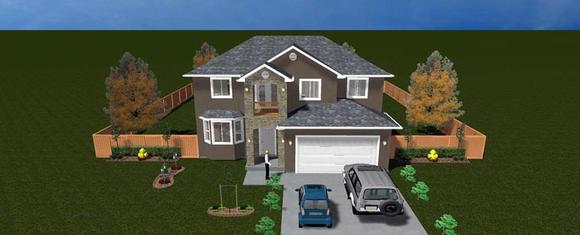 House Plan 50402 with 5 Beds, 4 Baths, 2 Car Garage Elevation