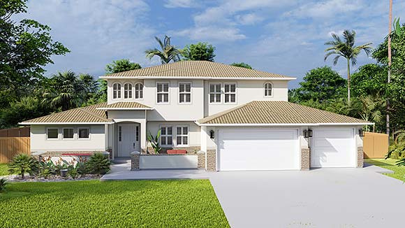 House Plan 50406 with 5 Beds, 4 Baths, 3 Car Garage Elevation