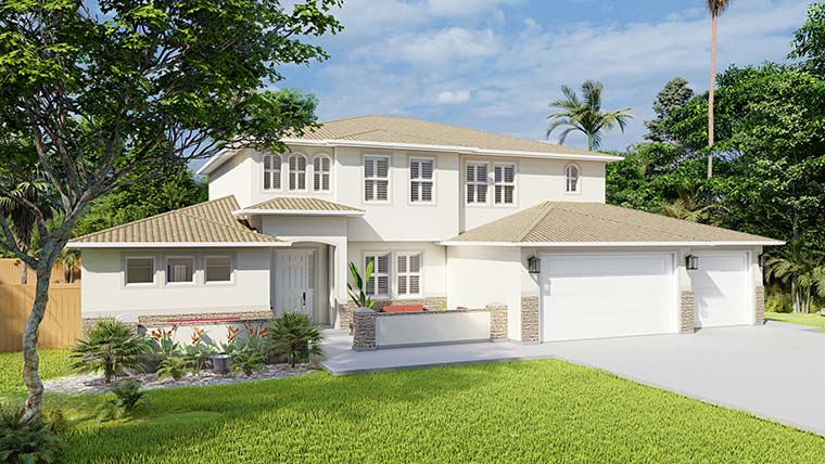 Plan with 3859 Sq. Ft., 5 Bedrooms, 4 Bathrooms, 3 Car Garage Picture 3