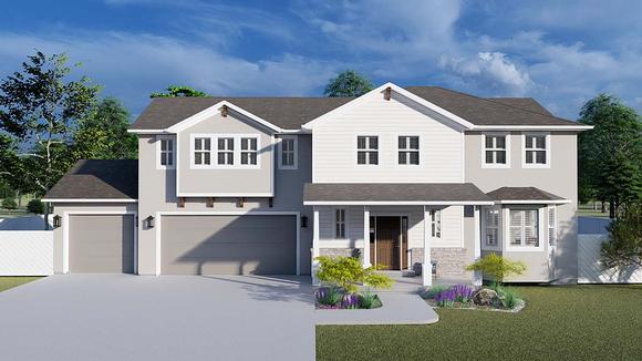 House Plan 50407 with 5 Beds, 4 Baths, 3 Car Garage Elevation
