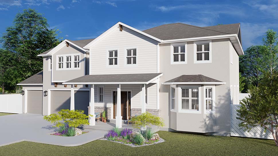 Plan with 3440 Sq. Ft., 5 Bedrooms, 4 Bathrooms, 3 Car Garage Picture 4