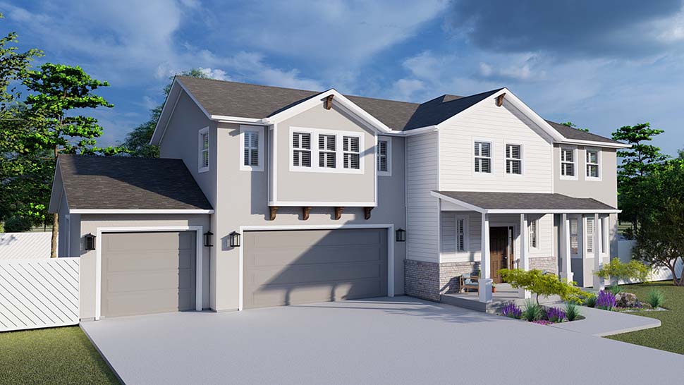 Plan with 3440 Sq. Ft., 5 Bedrooms, 4 Bathrooms, 3 Car Garage Picture 5