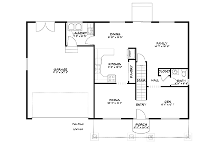House Plan 50408 with 5 Beds, 4 Baths, 2 Car Garage First Level Plan