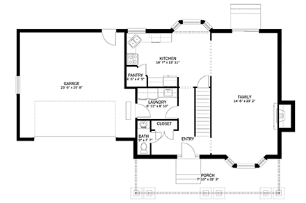 House Plan 50410 with 4 Beds, 4 Baths, 2 Car Garage First Level Plan