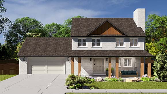 House Plan 50410 with 4 Beds, 4 Baths, 2 Car Garage Elevation