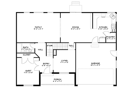 House Plan 50411 with 6 Beds, 4 Baths, 2 Car Garage First Level Plan