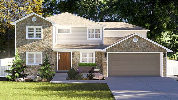 House Plan 50411 with 6 Beds, 4 Baths, 2 Car Garage Elevation