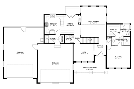 House Plan 50415 with 5 Beds, 4 Baths, 4 Car Garage First Level Plan