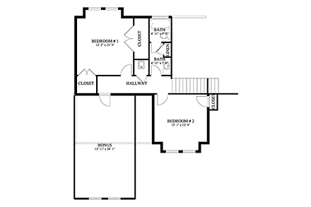 House Plan 50415 with 5 Beds, 4 Baths, 4 Car Garage Second Level Plan