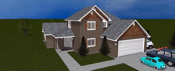House Plan 50417 with 4 Beds, 4 Baths, 3 Car Garage Elevation