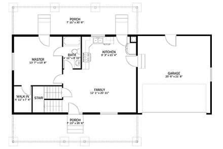 House Plan 50419 with 5 Beds, 3 Baths, 2 Car Garage First Level Plan