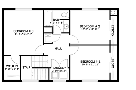 House Plan 50419 with 5 Beds, 3 Baths, 2 Car Garage Second Level Plan