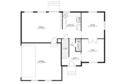 House Plan 50424 with 5 Beds, 4 Baths, 2 Car Garage First Level Plan