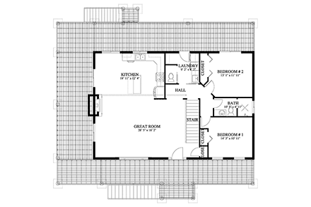 House Plan 50427 with 6 Beds, 4 Baths First Level Plan