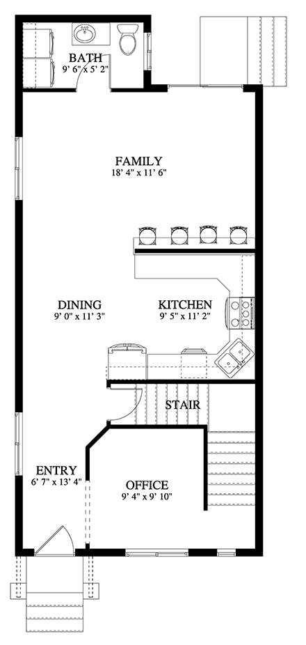 House Plan 50430 with 2 Beds, 4 Baths First Level Plan
