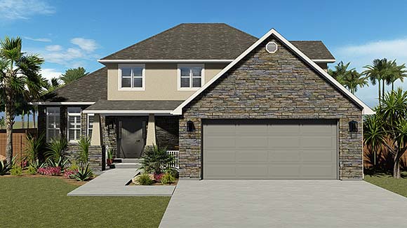 House Plan 50432 with 5 Beds, 4 Baths, 2 Car Garage Elevation