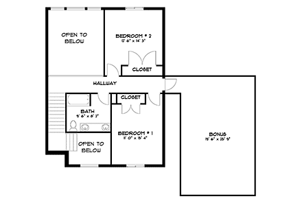 House Plan 50435 with 5 Beds, 4 Baths, 3 Car Garage Second Level Plan