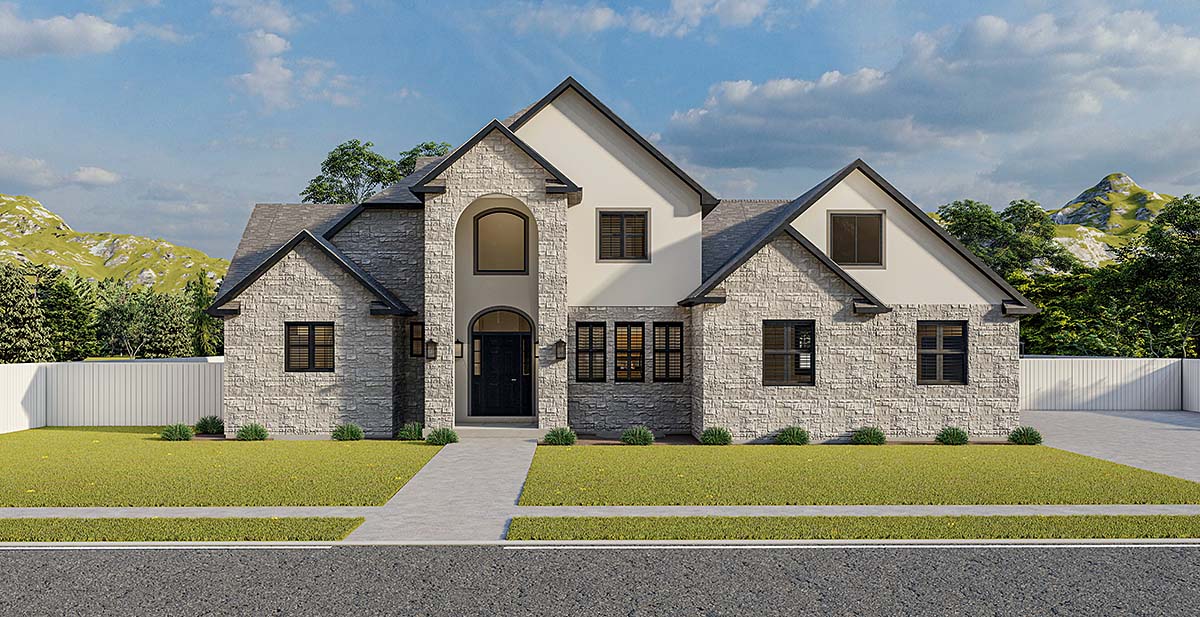 Plan with 4148 Sq. Ft., 5 Bedrooms, 4 Bathrooms, 3 Car Garage Elevation