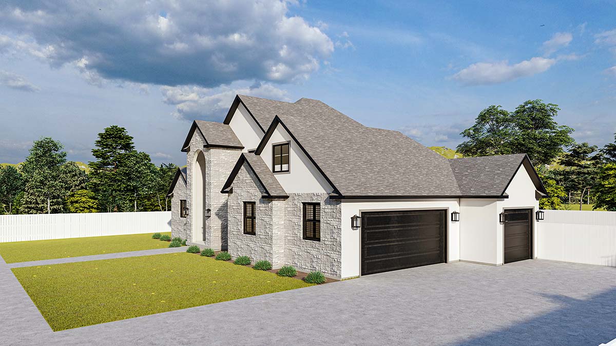 Plan with 4148 Sq. Ft., 5 Bedrooms, 4 Bathrooms, 3 Car Garage Picture 2