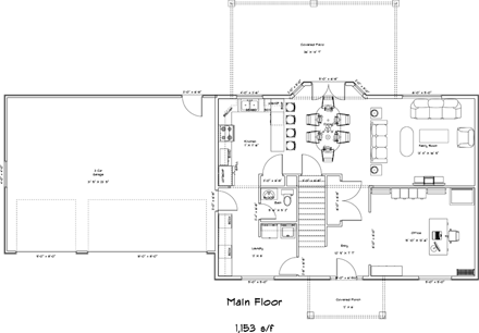 House Plan 50437 with 5 Beds, 4 Baths, 3 Car Garage First Level Plan
