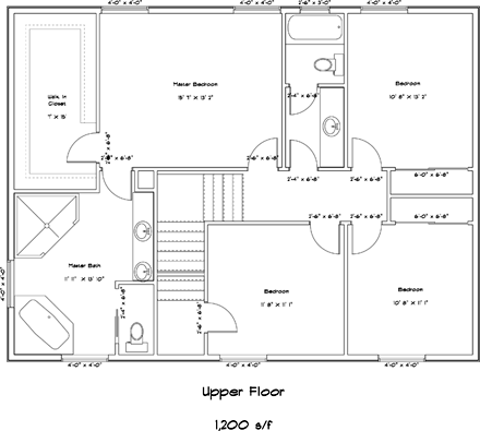 House Plan 50437 with 5 Beds, 4 Baths, 3 Car Garage Second Level Plan