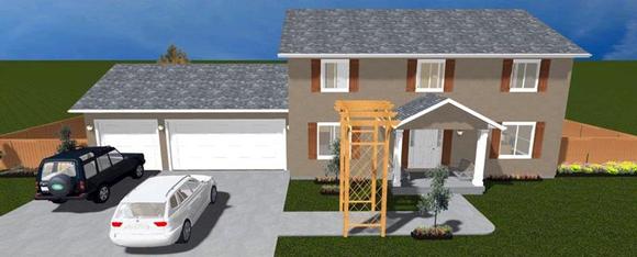 House Plan 50437 with 5 Beds, 4 Baths, 3 Car Garage Elevation