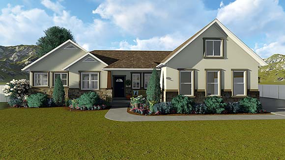 House Plan 50438 with 5 Beds, 3 Baths, 3 Car Garage Elevation