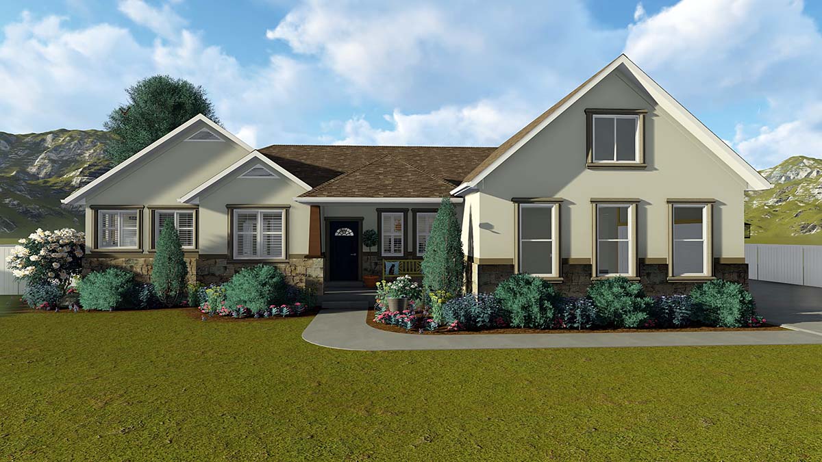 Plan with 3525 Sq. Ft., 5 Bedrooms, 3 Bathrooms, 3 Car Garage Elevation
