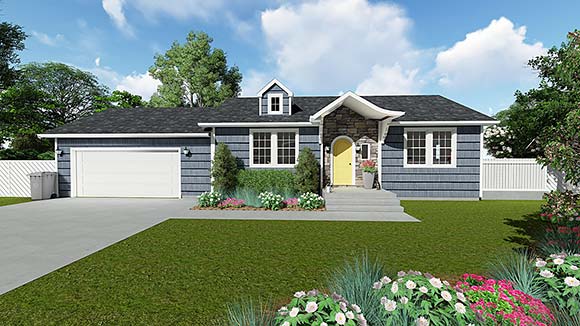 House Plan 50450 with 3 Beds, 2 Baths, 2 Car Garage Elevation