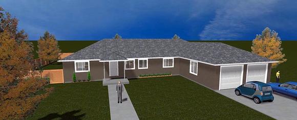 House Plan 50452 with 3 Beds, 2 Baths, 2 Car Garage Elevation