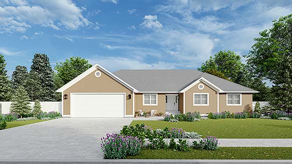 House Plan 50454 with 5 Beds, 3 Baths, 2 Car Garage Elevation