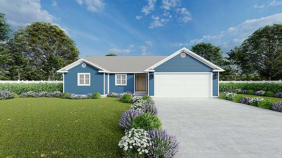 House Plan 50456 with 5 Beds, 3 Baths, 2 Car Garage Elevation