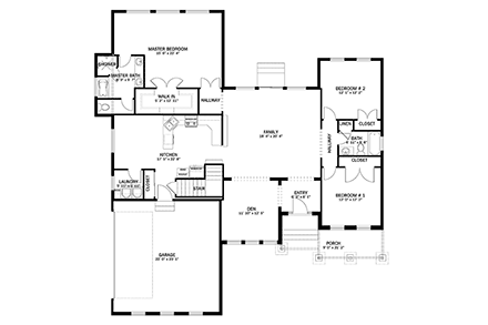 House Plan 50461 with 6 Beds, 4 Baths, 2 Car Garage First Level Plan