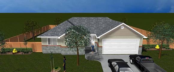 House Plan 50467 with 5 Beds, 3 Baths, 2 Car Garage Elevation