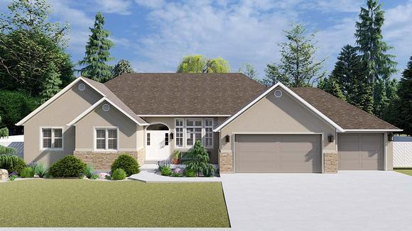 House Plan 50470 with 5 Beds, 4 Baths, 3 Car Garage Elevation