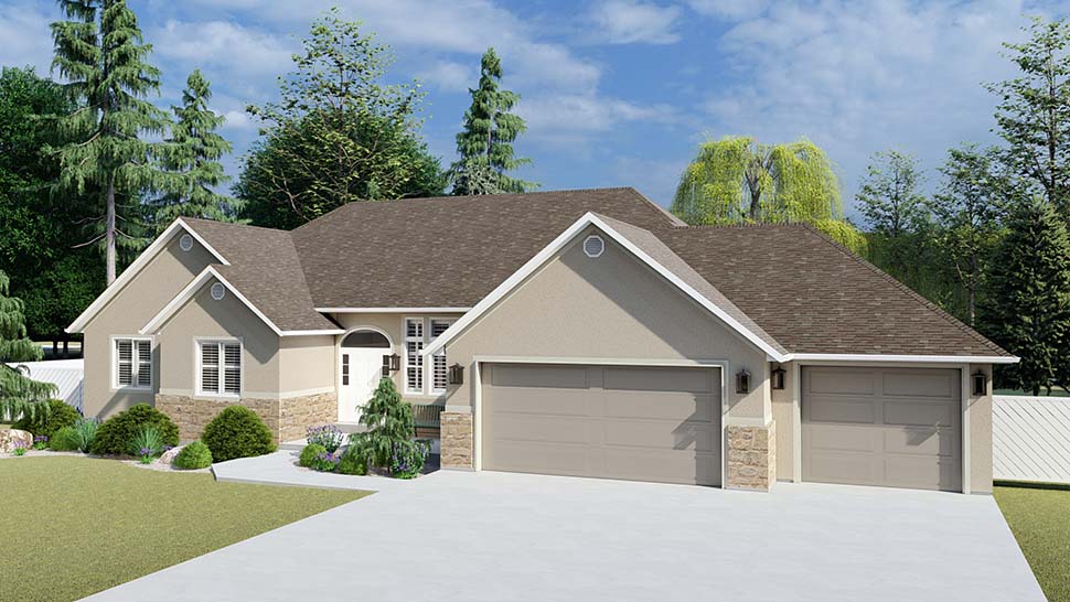 Plan with 4353 Sq. Ft., 5 Bedrooms, 4 Bathrooms, 3 Car Garage Picture 4