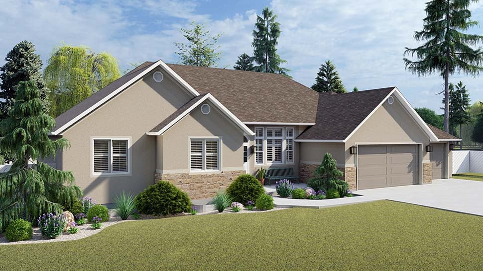 Plan with 4353 Sq. Ft., 5 Bedrooms, 4 Bathrooms, 3 Car Garage Picture 5
