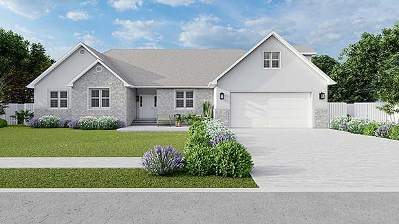 House Plan 50472 with 3 Beds, 2 Baths, 2 Car Garage Elevation