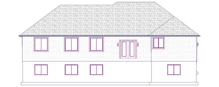 Plan with 4050 Sq. Ft., 5 Bedrooms, 3 Bathrooms, 2 Car Garage Rear Elevation
