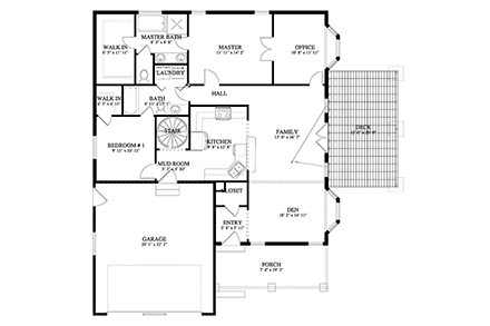 House Plan 50504 with 5 Beds, 4 Baths, 2 Car Garage First Level Plan