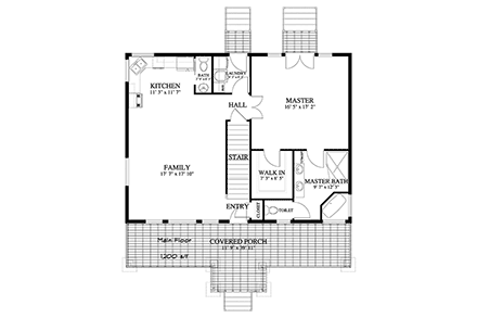 House Plan 50517 with 5 Beds, 4 Baths First Level Plan