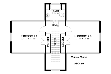 House Plan 50517 with 5 Beds, 4 Baths Second Level Plan